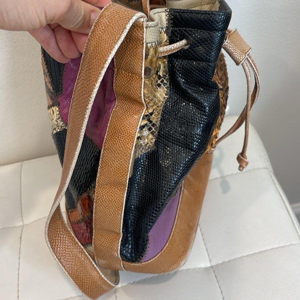 Vintage Caprice Patchwork Snakeskin Bucket Bag Satchel Handbag/Purse - Picture 3 of 12